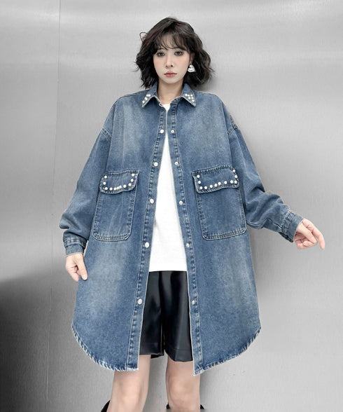 Loose Rivet Denim Blouse